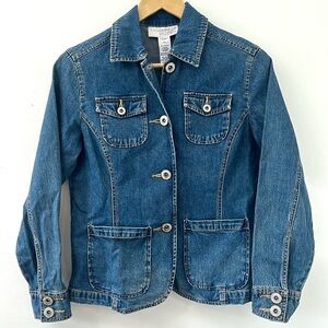 90s vintage Sag Harbor blue jean jacket blazer women’s size petite small